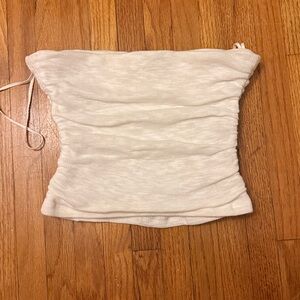 Free People White Strapless Crop Top